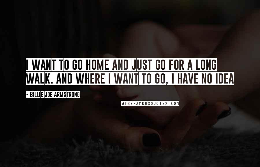 Billie Joe Armstrong Quotes: I want to go home and just go for a long walk. And where I want to go, I have no idea