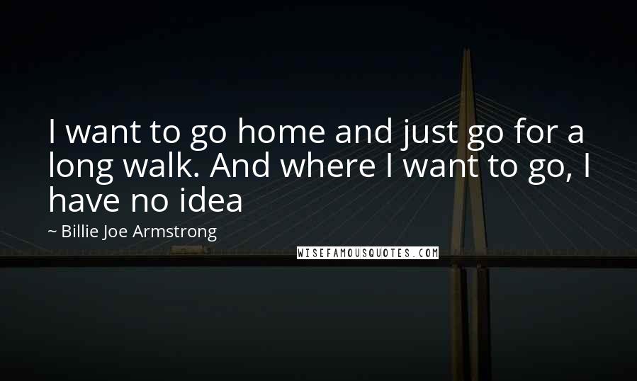 Billie Joe Armstrong Quotes: I want to go home and just go for a long walk. And where I want to go, I have no idea