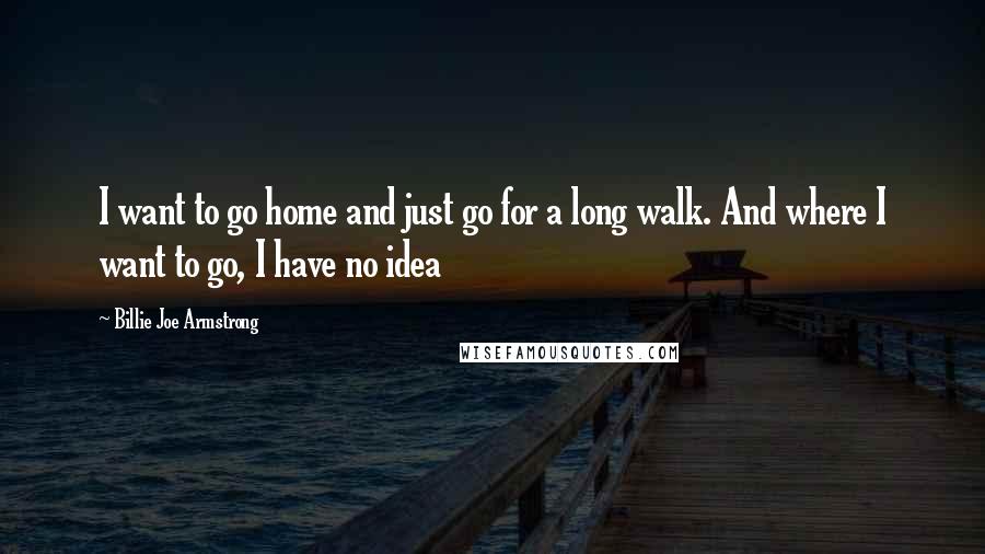 Billie Joe Armstrong Quotes: I want to go home and just go for a long walk. And where I want to go, I have no idea