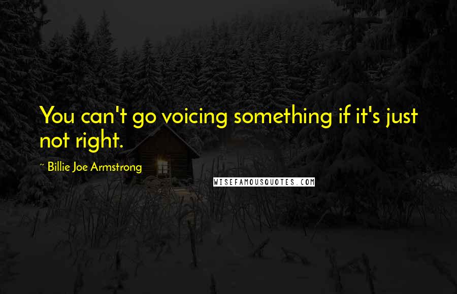 Billie Joe Armstrong Quotes: You can't go voicing something if it's just not right.