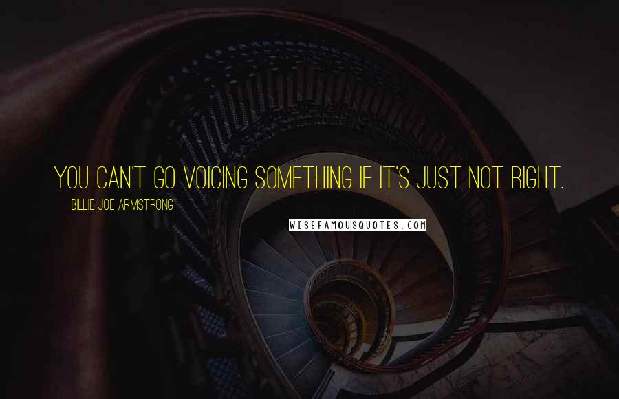 Billie Joe Armstrong Quotes: You can't go voicing something if it's just not right.