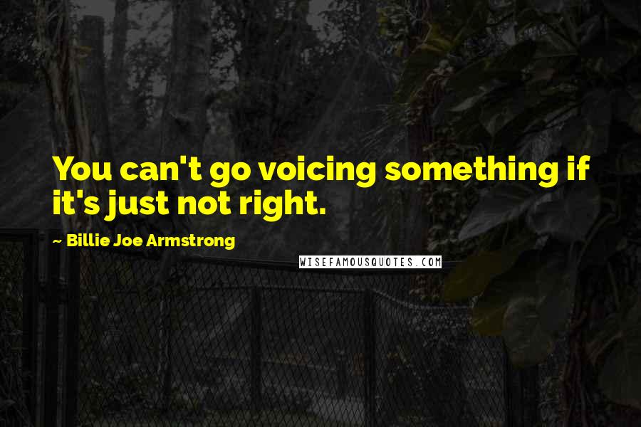 Billie Joe Armstrong Quotes: You can't go voicing something if it's just not right.