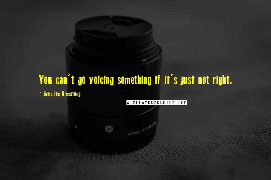 Billie Joe Armstrong Quotes: You can't go voicing something if it's just not right.