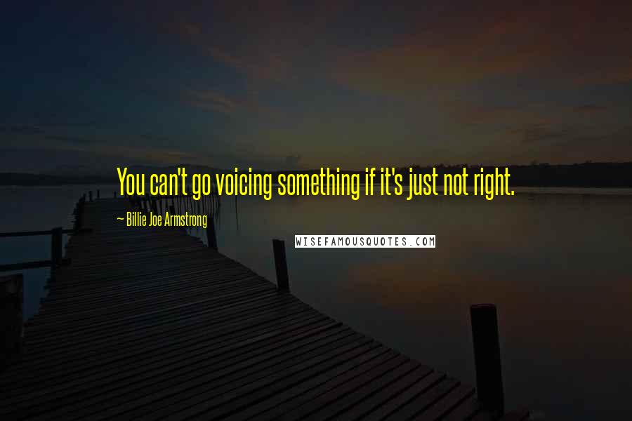 Billie Joe Armstrong Quotes: You can't go voicing something if it's just not right.