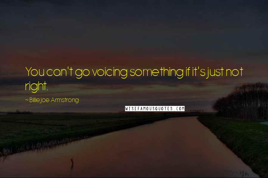 Billie Joe Armstrong Quotes: You can't go voicing something if it's just not right.