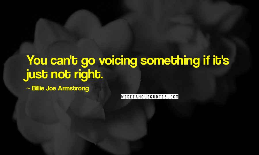 Billie Joe Armstrong Quotes: You can't go voicing something if it's just not right.