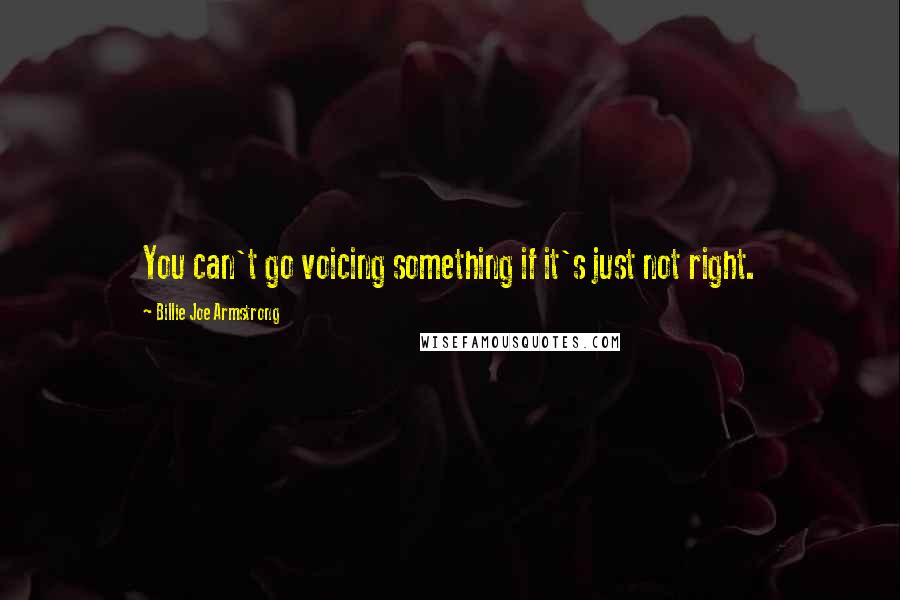 Billie Joe Armstrong Quotes: You can't go voicing something if it's just not right.