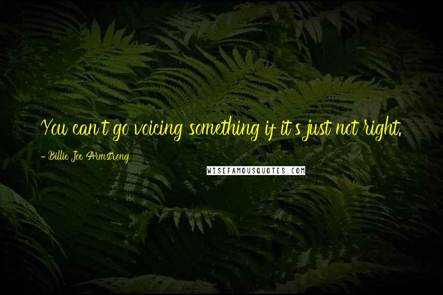 Billie Joe Armstrong Quotes: You can't go voicing something if it's just not right.