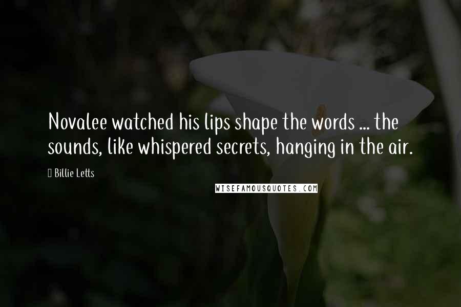 Billie Letts Quotes: Novalee watched his lips shape the words ... the sounds, like whispered secrets, hanging in the air.