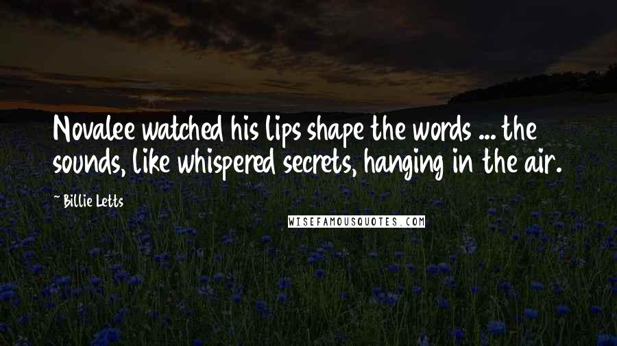 Billie Letts Quotes: Novalee watched his lips shape the words ... the sounds, like whispered secrets, hanging in the air.