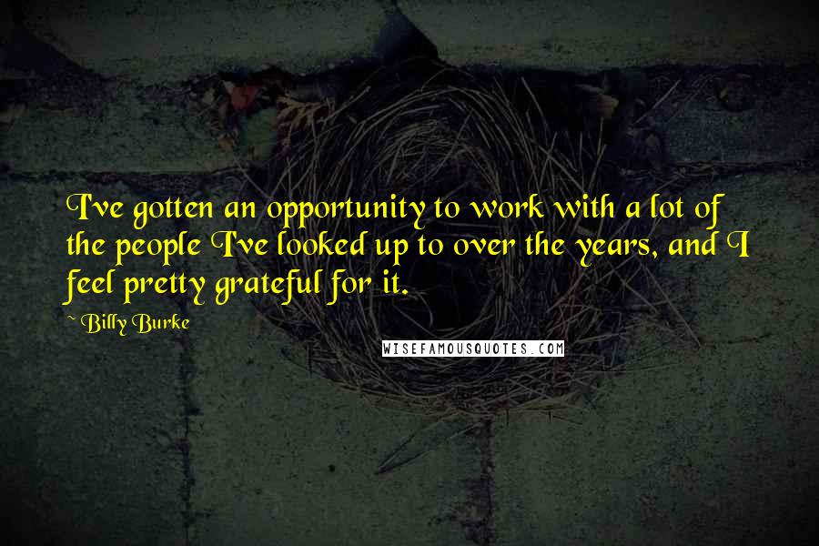 Billy Burke Quotes: I've gotten an opportunity to work with a lot of the people I've looked up to over the years, and I feel pretty grateful for it.