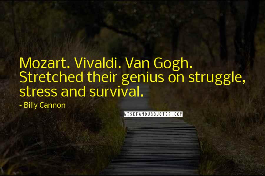 Billy Cannon Quotes: Mozart. Vivaldi. Van Gogh. Stretched their genius on struggle, stress and survival.