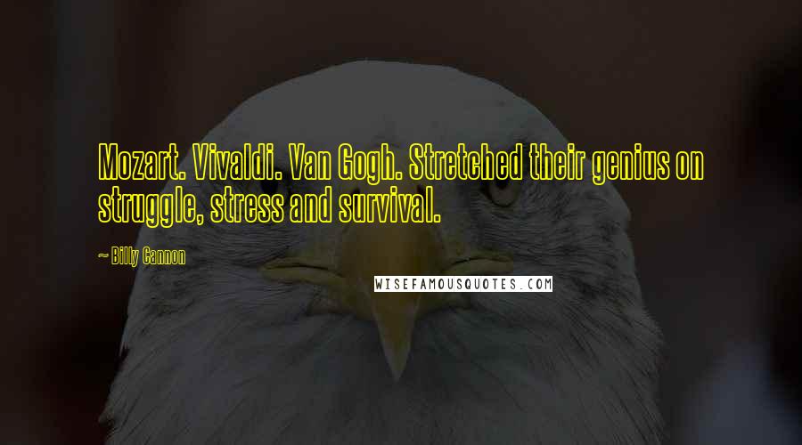 Billy Cannon Quotes: Mozart. Vivaldi. Van Gogh. Stretched their genius on struggle, stress and survival.