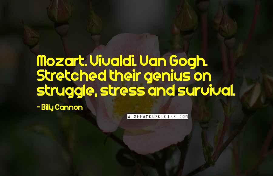 Billy Cannon Quotes: Mozart. Vivaldi. Van Gogh. Stretched their genius on struggle, stress and survival.