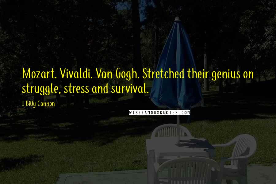 Billy Cannon Quotes: Mozart. Vivaldi. Van Gogh. Stretched their genius on struggle, stress and survival.