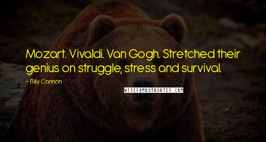 Billy Cannon Quotes: Mozart. Vivaldi. Van Gogh. Stretched their genius on struggle, stress and survival.