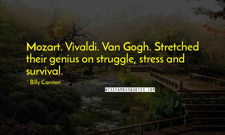 Billy Cannon Quotes: Mozart. Vivaldi. Van Gogh. Stretched their genius on struggle, stress and survival.