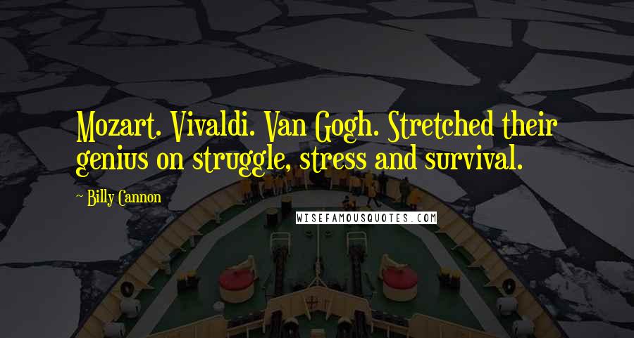 Billy Cannon Quotes: Mozart. Vivaldi. Van Gogh. Stretched their genius on struggle, stress and survival.