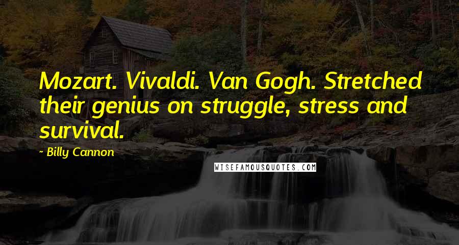 Billy Cannon Quotes: Mozart. Vivaldi. Van Gogh. Stretched their genius on struggle, stress and survival.