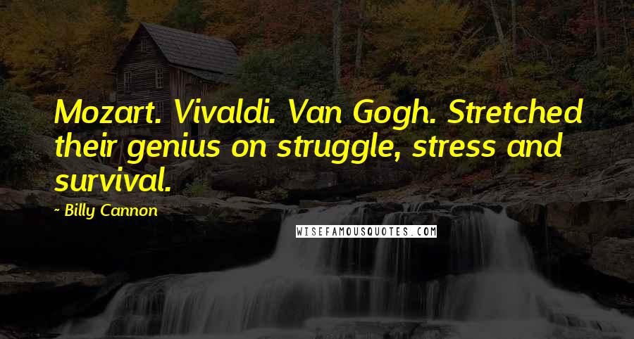 Billy Cannon Quotes: Mozart. Vivaldi. Van Gogh. Stretched their genius on struggle, stress and survival.