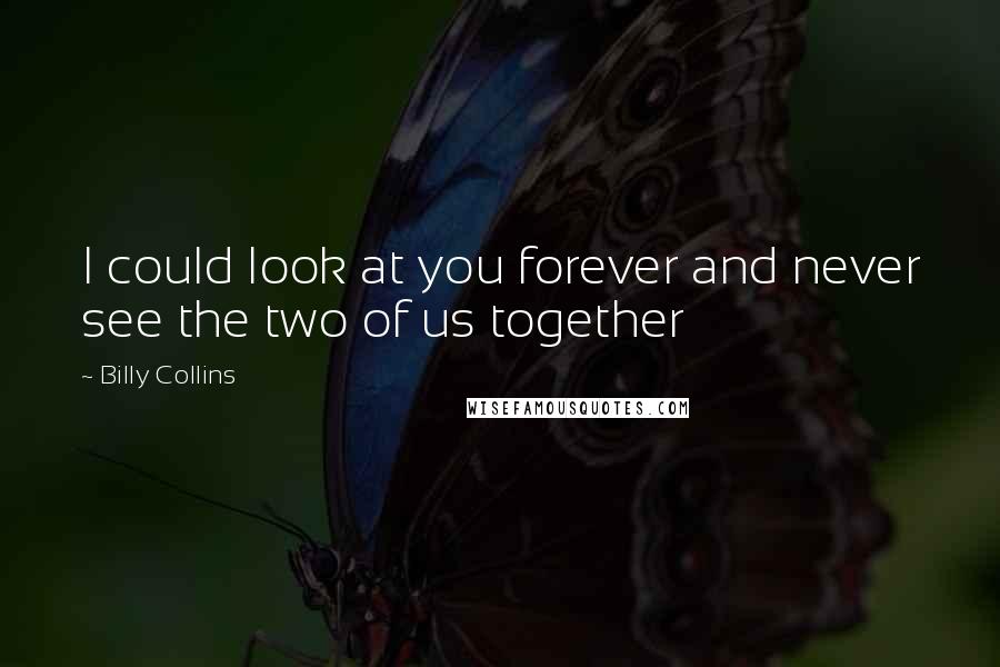 Billy Collins Quotes: I could look at you forever and never see the two of us together