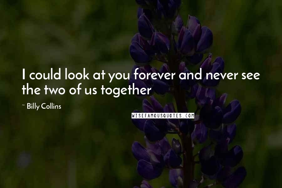 Billy Collins Quotes: I could look at you forever and never see the two of us together