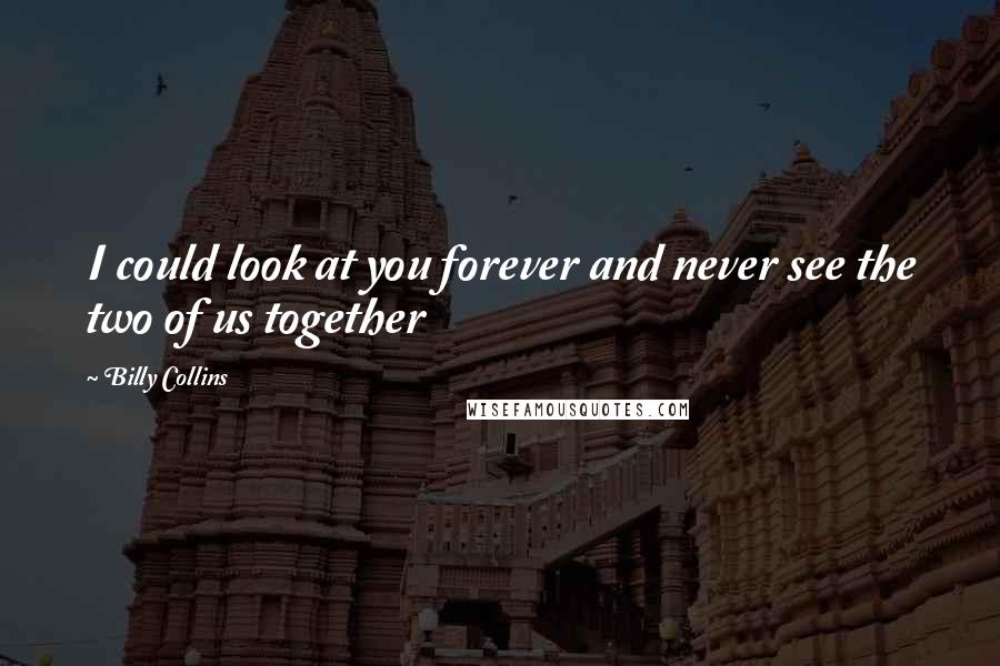 Billy Collins Quotes: I could look at you forever and never see the two of us together