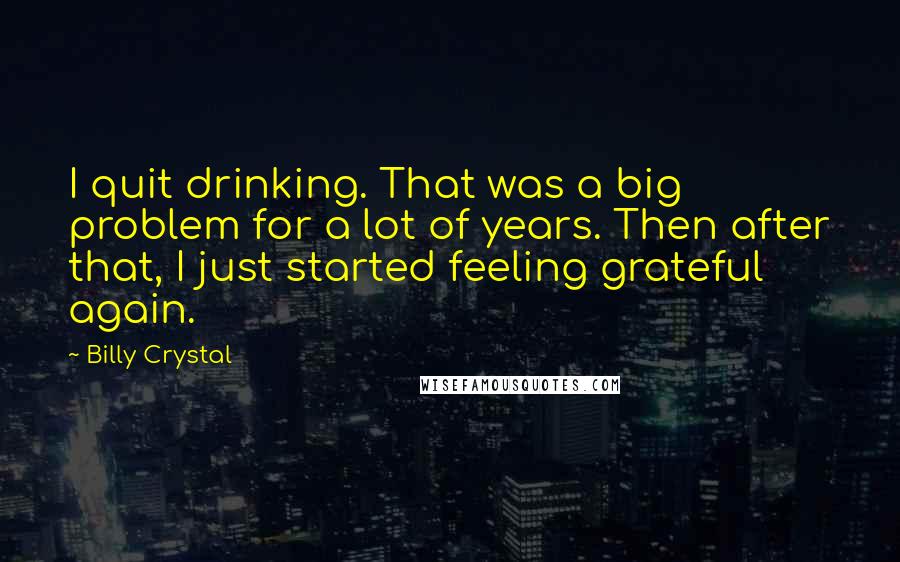 Billy Crystal Quotes: I quit drinking. That was a big problem for a lot of years. Then after that, I just started feeling grateful again.