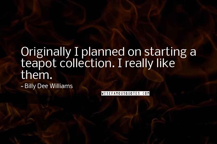Billy Dee Williams Quotes: Originally I planned on starting a teapot collection. I really like them.