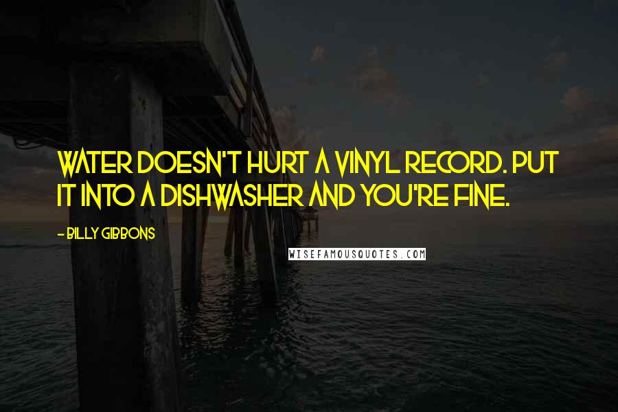 Billy Gibbons Quotes: Water doesn't hurt a vinyl record. Put it into a dishwasher and you're fine.