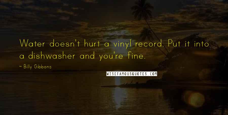 Billy Gibbons Quotes: Water doesn't hurt a vinyl record. Put it into a dishwasher and you're fine.