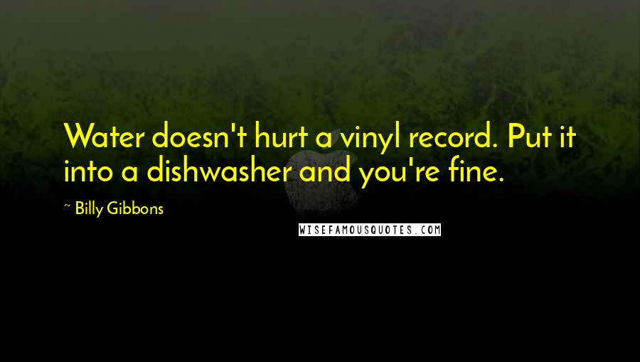 Billy Gibbons Quotes: Water doesn't hurt a vinyl record. Put it into a dishwasher and you're fine.