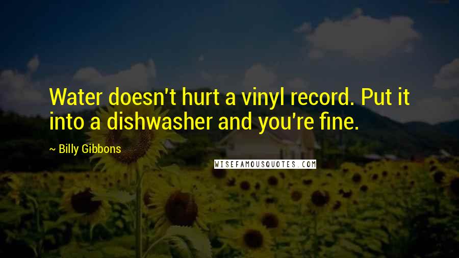 Billy Gibbons Quotes: Water doesn't hurt a vinyl record. Put it into a dishwasher and you're fine.