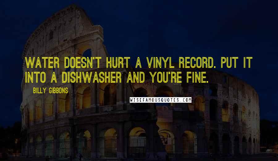 Billy Gibbons Quotes: Water doesn't hurt a vinyl record. Put it into a dishwasher and you're fine.