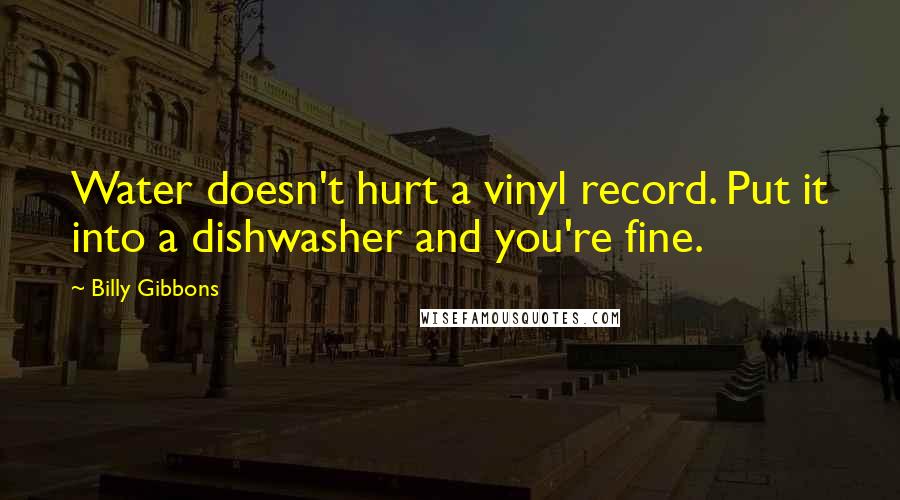 Billy Gibbons Quotes: Water doesn't hurt a vinyl record. Put it into a dishwasher and you're fine.