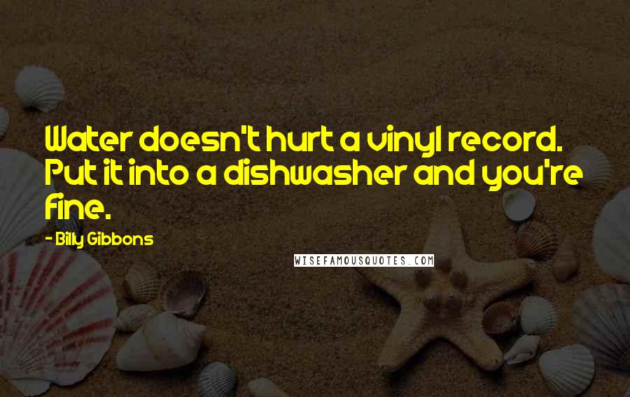 Billy Gibbons Quotes: Water doesn't hurt a vinyl record. Put it into a dishwasher and you're fine.