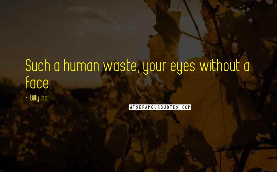 Billy Idol Quotes: Such a human waste, your eyes without a face.