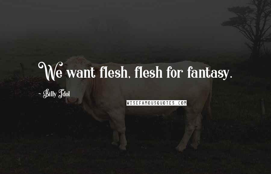 Billy Idol Quotes: We want flesh, flesh for fantasy.