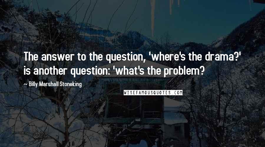 Billy Marshall Stoneking Quotes: The answer to the question, 'where's the drama?' is another question: 'what's the problem?