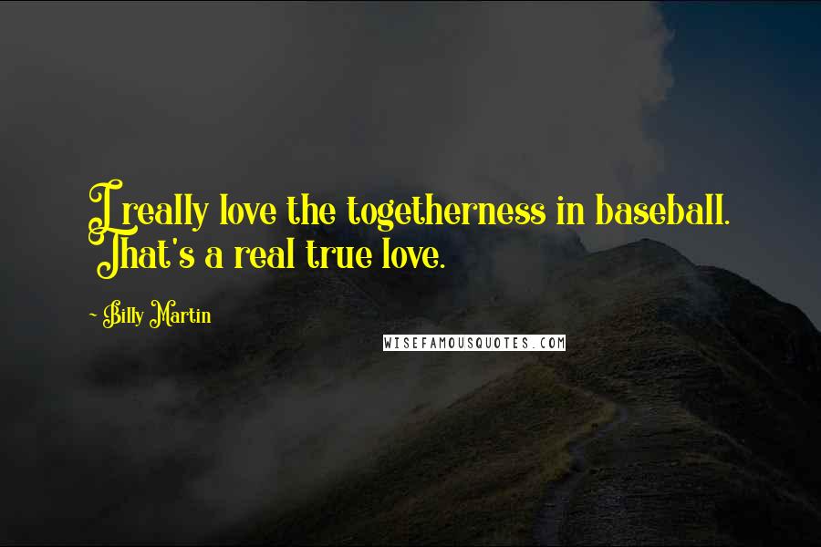 Billy Martin Quotes: I really love the togetherness in baseball. That's a real true love.