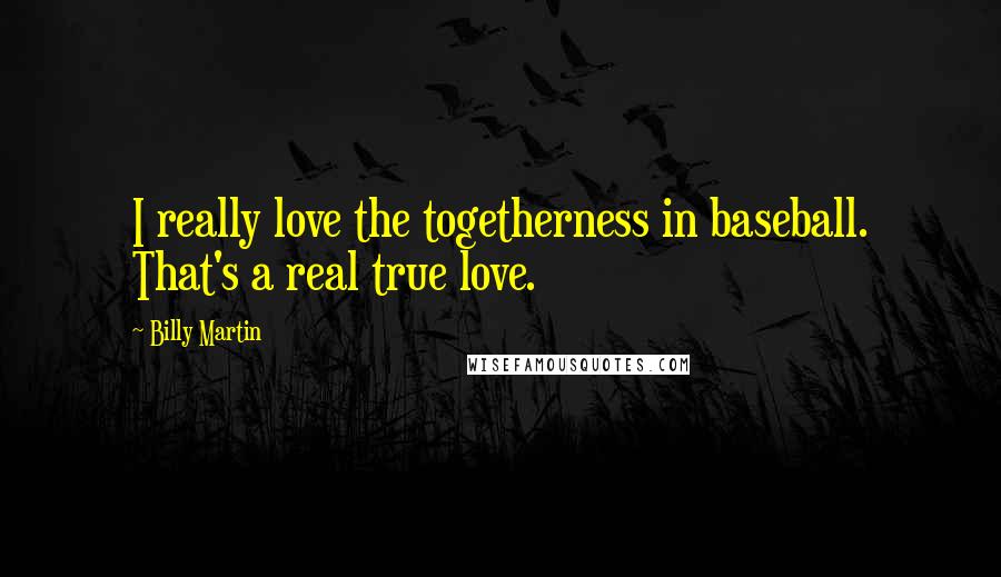 Billy Martin Quotes: I really love the togetherness in baseball. That's a real true love.