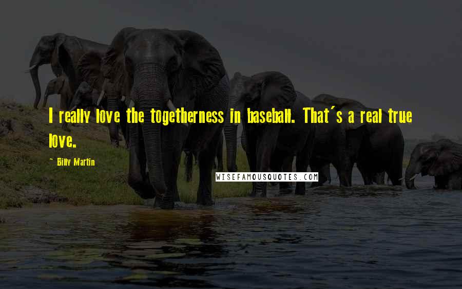 Billy Martin Quotes: I really love the togetherness in baseball. That's a real true love.