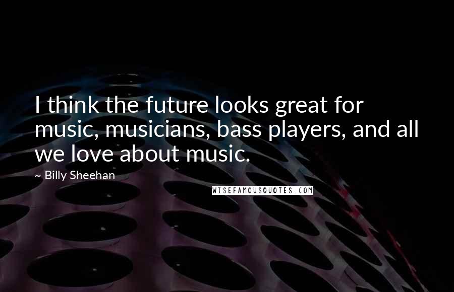 Billy Sheehan Quotes: I think the future looks great for music, musicians, bass players, and all we love about music.