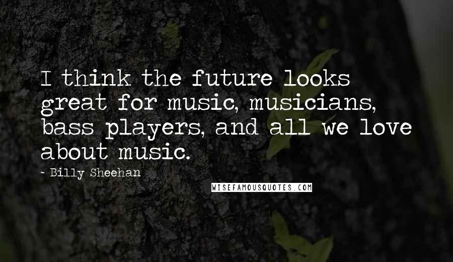 Billy Sheehan Quotes: I think the future looks great for music, musicians, bass players, and all we love about music.