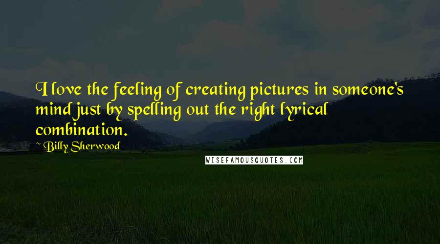 Billy Sherwood Quotes: I love the feeling of creating pictures in someone's mind just by spelling out the right lyrical combination.