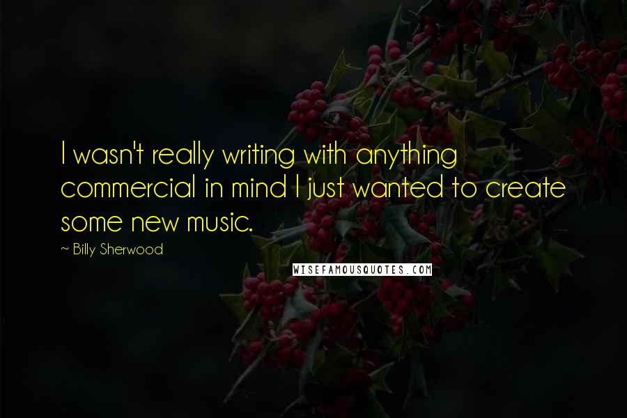 Billy Sherwood Quotes: I wasn't really writing with anything commercial in mind I just wanted to create some new music.