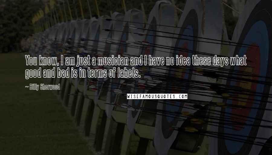 Billy Sherwood Quotes: You know, I am just a musician and I have no idea these days what good and bad is in terms of labels.