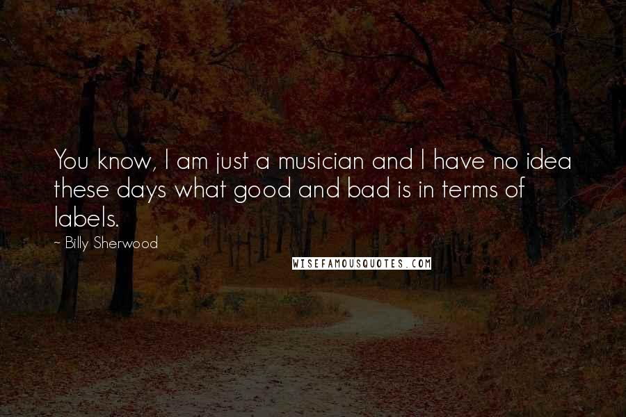 Billy Sherwood Quotes: You know, I am just a musician and I have no idea these days what good and bad is in terms of labels.