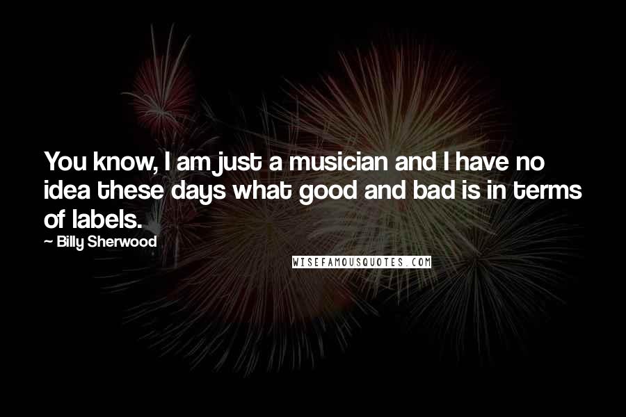 Billy Sherwood Quotes: You know, I am just a musician and I have no idea these days what good and bad is in terms of labels.