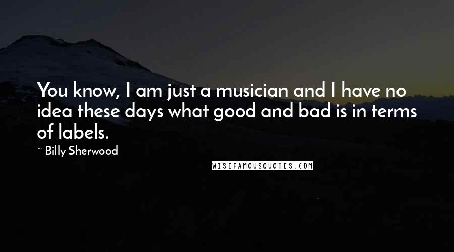 Billy Sherwood Quotes: You know, I am just a musician and I have no idea these days what good and bad is in terms of labels.